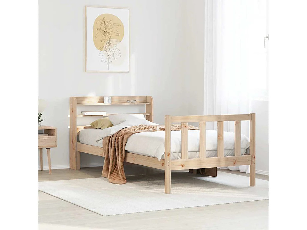 Struttura letto senza materasso 100x200 cm in legno massello di pino