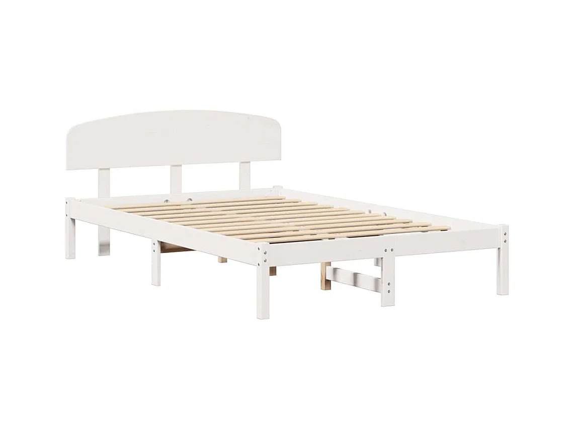 Wit bedframe 135 x 190 cm Massief grenenhout