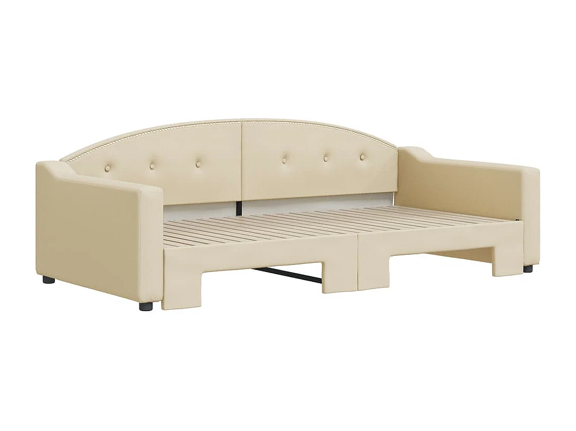 Lit de jour avec lit gigogne crème 100x200 cm tissu