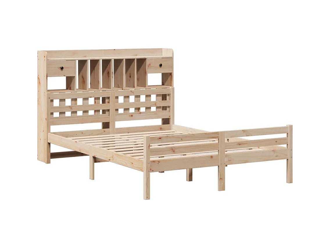 Cama biblioteca sin colchón 140x200 cm madera maciza de pino