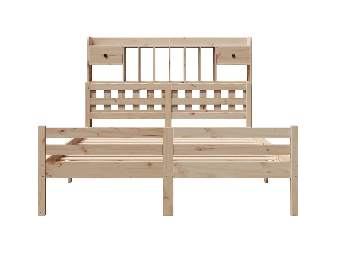 Cama biblioteca sin colchón 140x200 cm madera maciza de pino