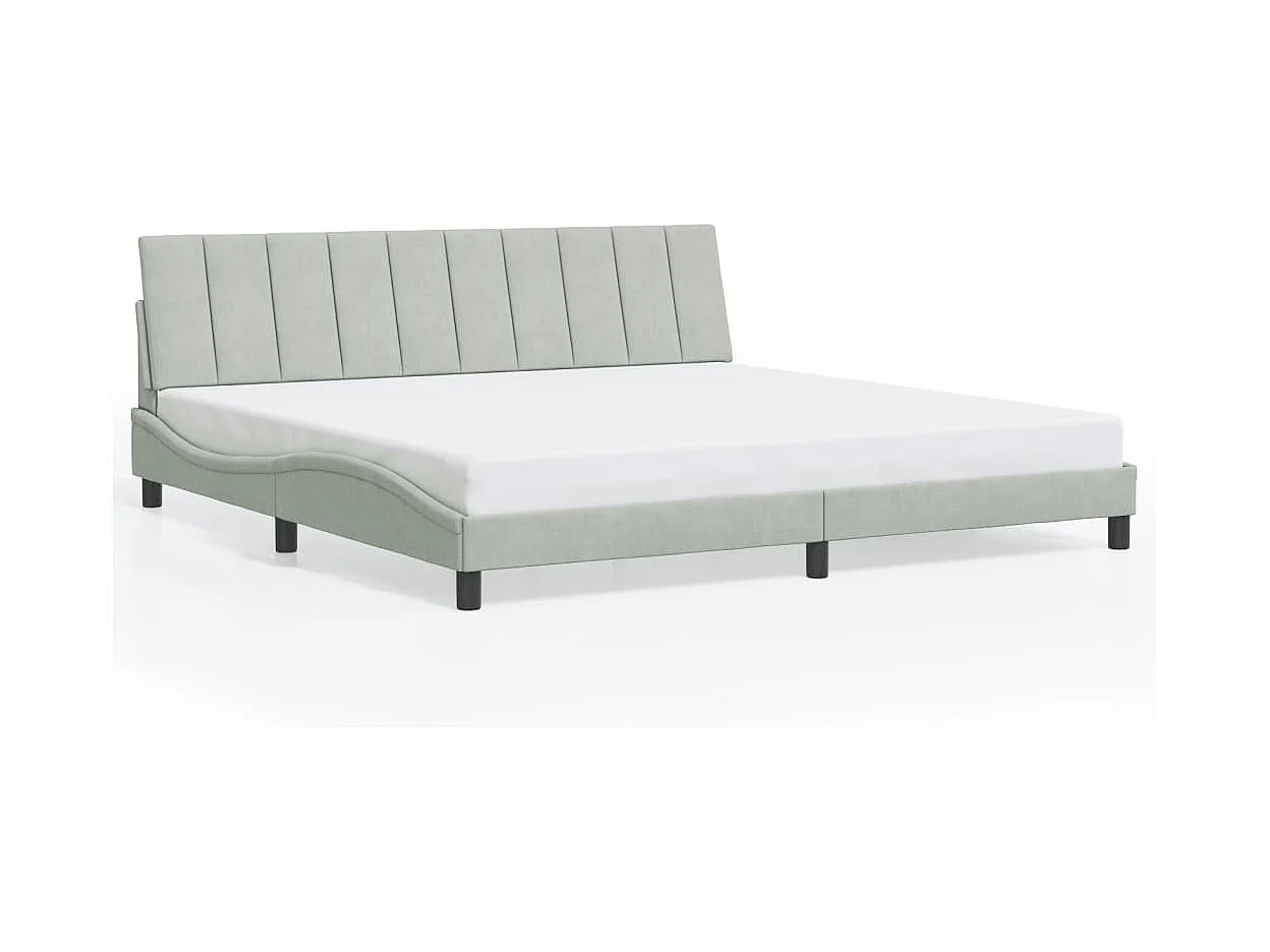 Cadre de lit avec lumières LED gris clair 200x200 cm velours