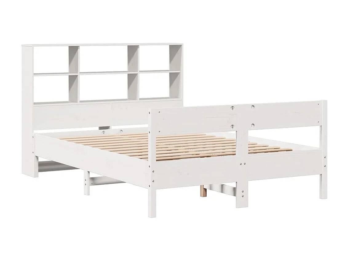 Lit bibliothèque sans matelas blanc 160x200 cm bois pin massif