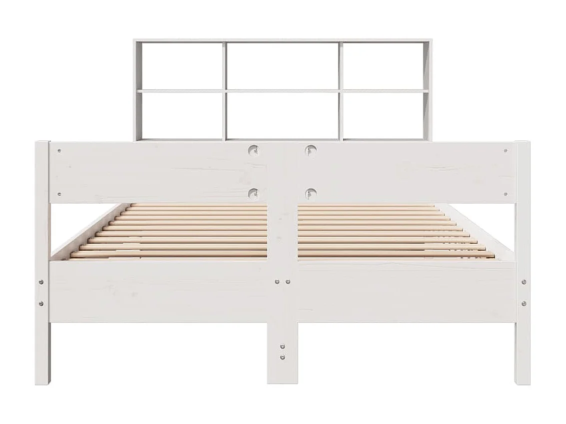 Lit bibliothèque sans matelas blanc 160x200 cm bois pin massif