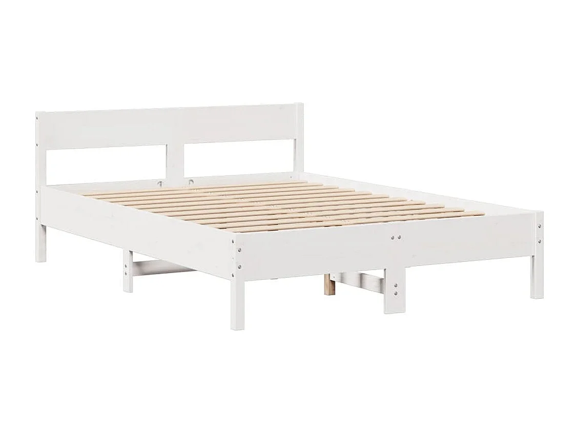 Lit bibliothèque sans matelas blanc 160x200 cm bois pin massif