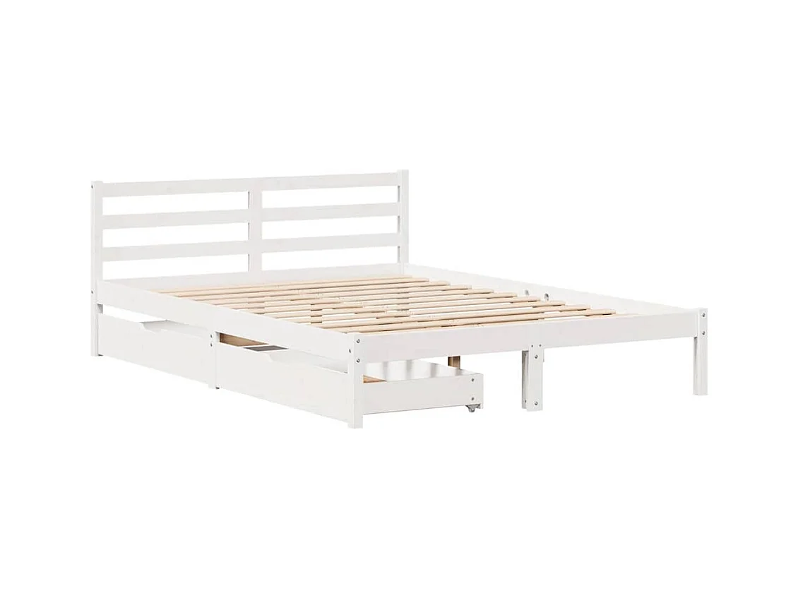 Estructura de cama sin colchón blanca 140x200 cm madera maciza de pino