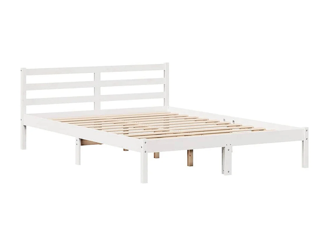 Estructura de cama sin colchón blanca 140x200 cm madera maciza de pino