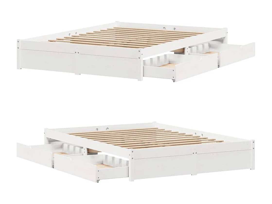 Estructura de cama sin colchón blanca 140x190 cm madera maciza de pino