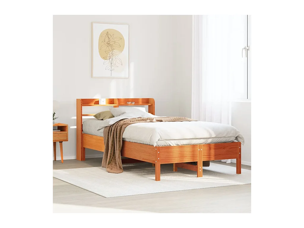 Bedframe zonder matras bruin gewaxt 120x190cm massief grenenhout