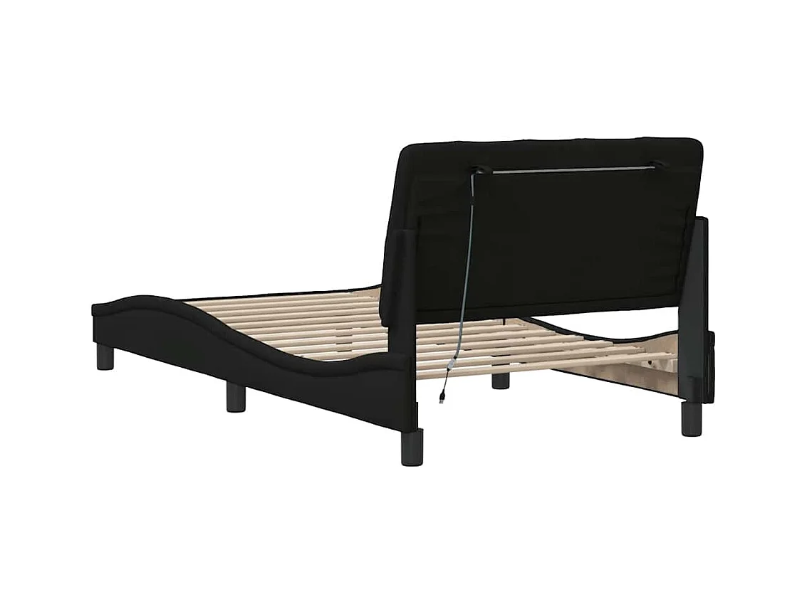 Cadre de lit avec LED sans matelas noir 100x200 cm tissu