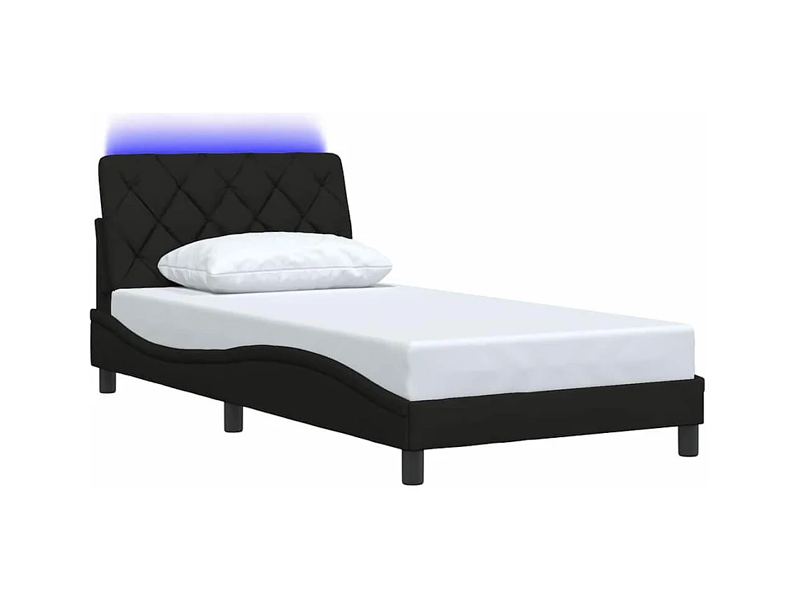 Cadre de lit avec LED sans matelas noir 100x200 cm tissu