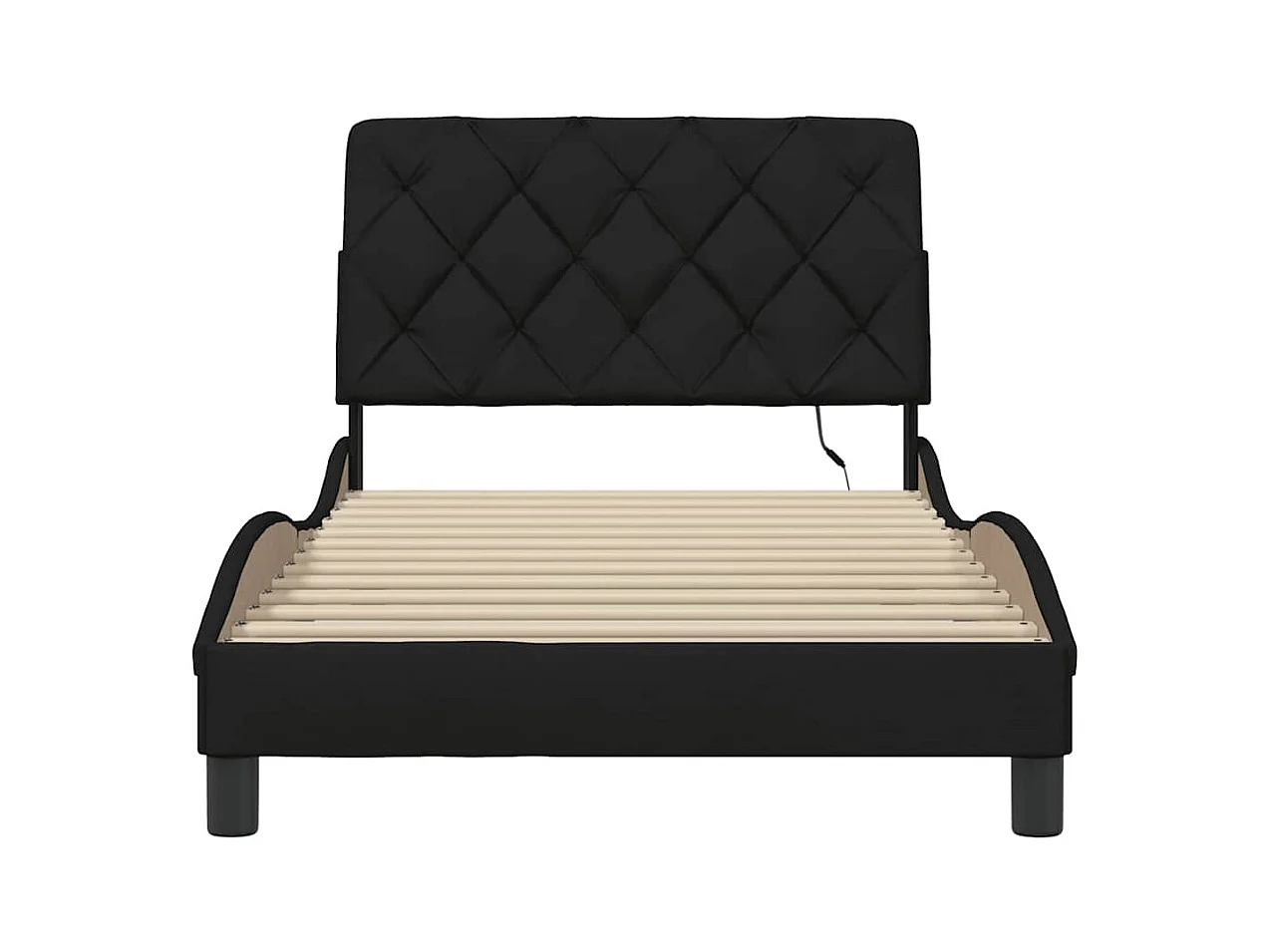 Cadre de lit avec LED sans matelas noir 100x200 cm tissu