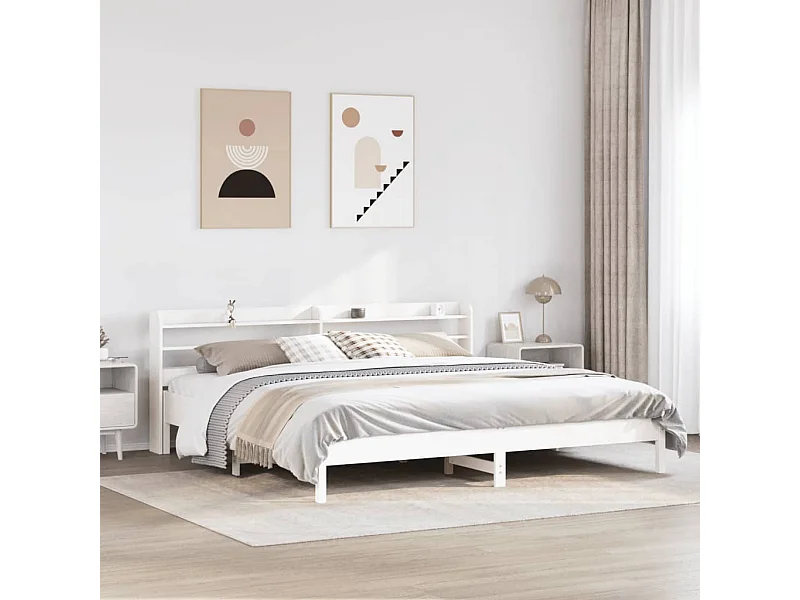 Struttura letto senza materasso bianco 180x200 cm in legno massello di pino