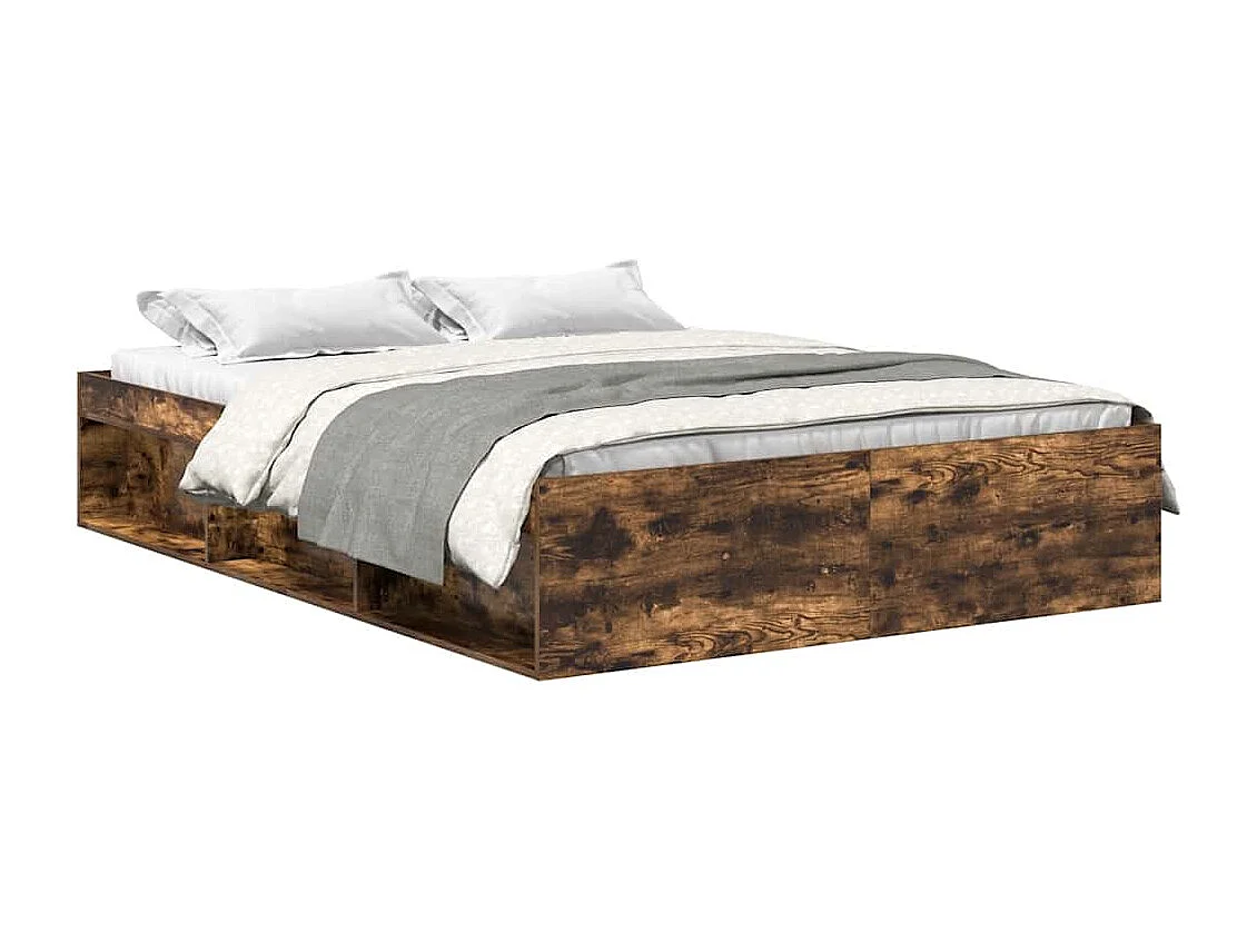 Cadre de lit sans matelas chêne fumé 150x200 cm