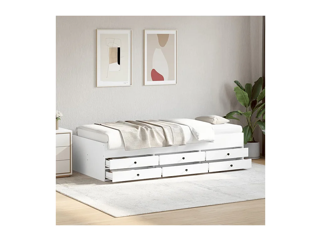 Divano letto con cassetti senza materasso bianco 90x200 cm