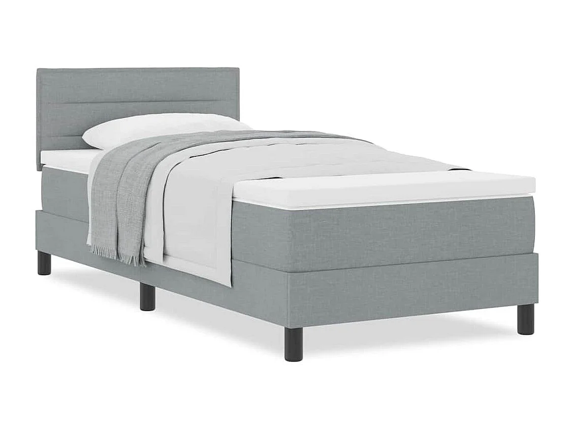 Letto a molle con materasso Tessuto grigio chiaro 90 x 190 cm