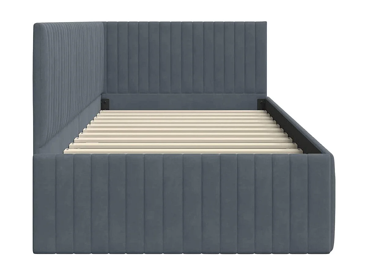 Cadre de lit d'angle Gris foncé 90 x 200 cm Velours