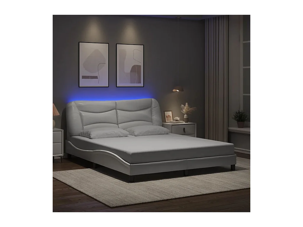Bedframe met LED zonder matras wit 160x200 cm