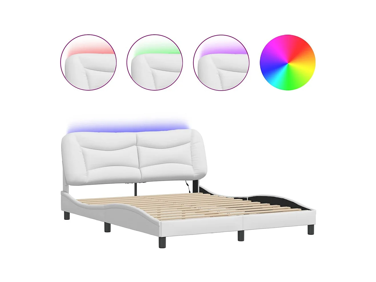 Bedframe met LED zonder matras wit 160x200 cm