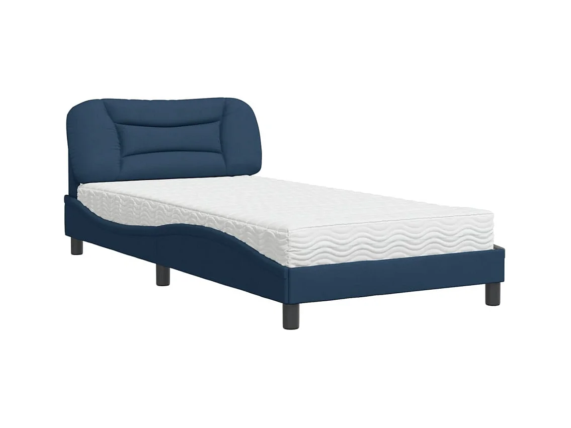 Bed met blauwe stoffen matras 100x200 cm
