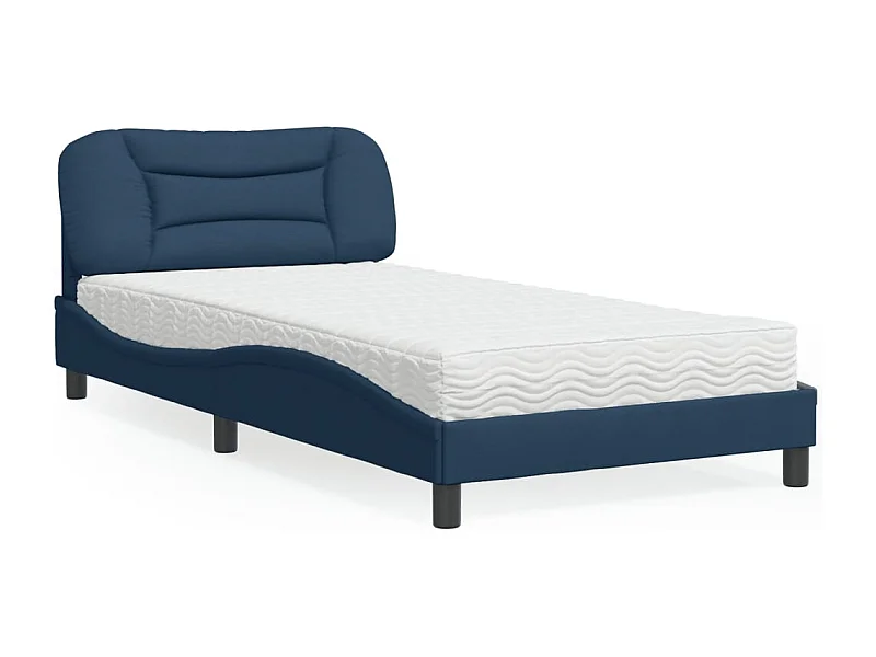 Letto con materasso in tessuto blu 100x200 cm