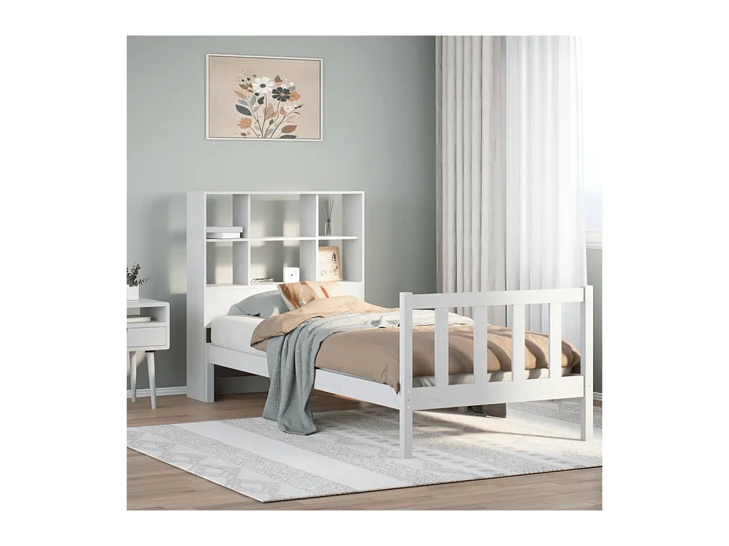 Wit boekenkastbed zonder matras 90x200cm massief grenenhout