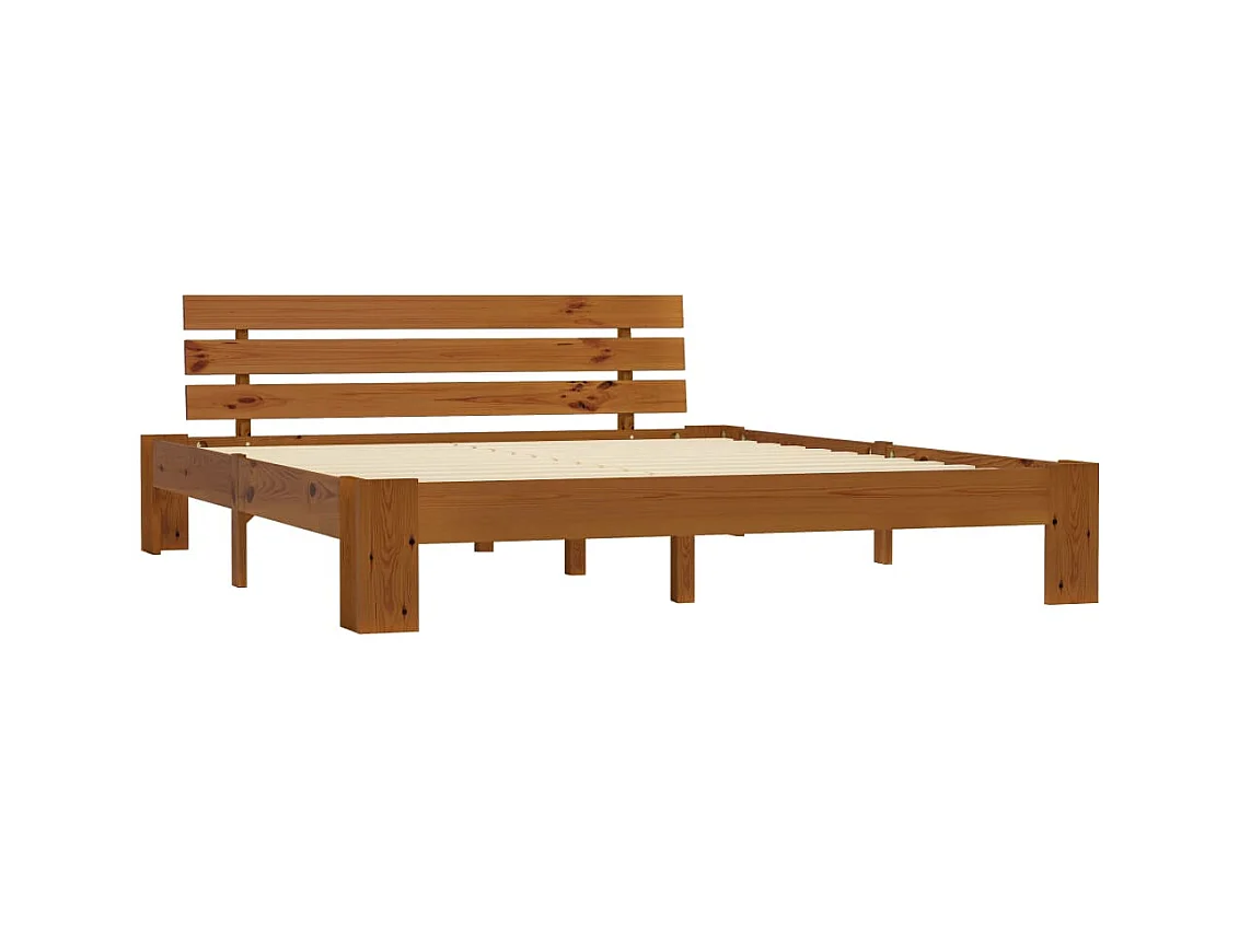 Struttura letto marrone miele senza materasso 160x200cm in legno massello di pino