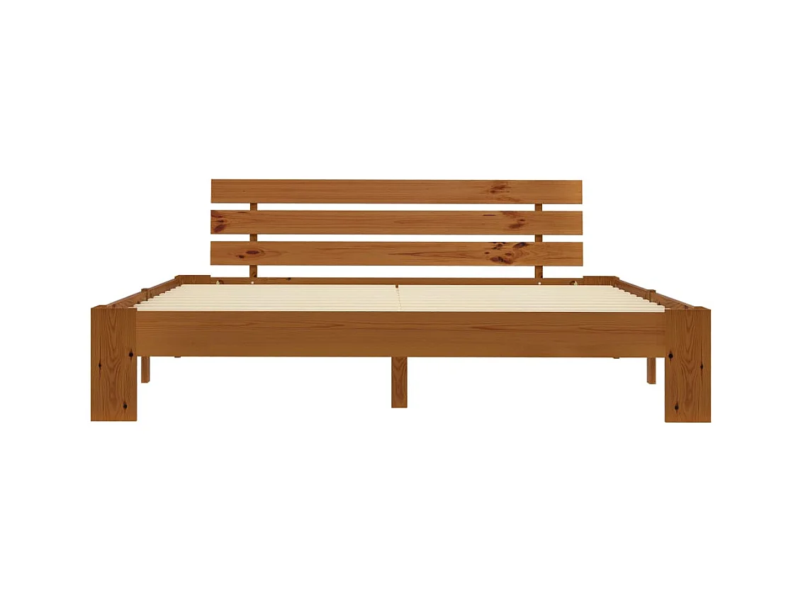 Struttura letto marrone miele senza materasso 160x200cm in legno massello di pino
