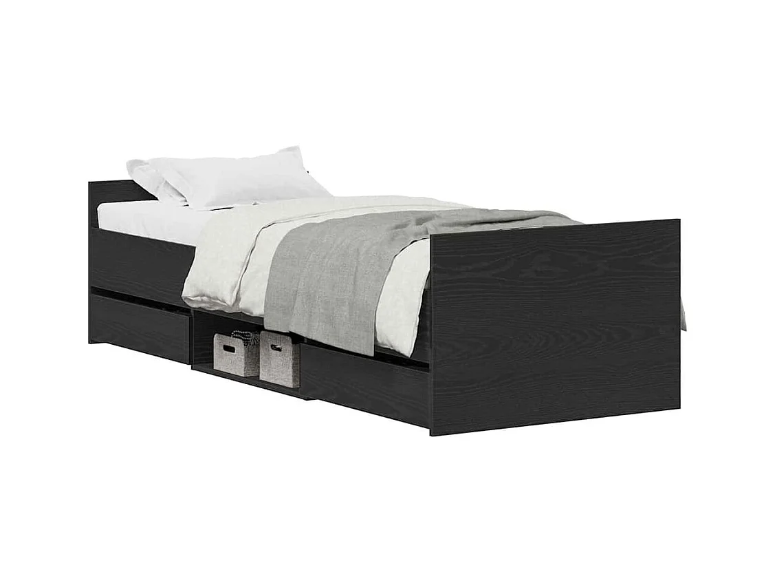 Struttura letto in rovere nero 75 x 190 cm in legno ingegnerizzato