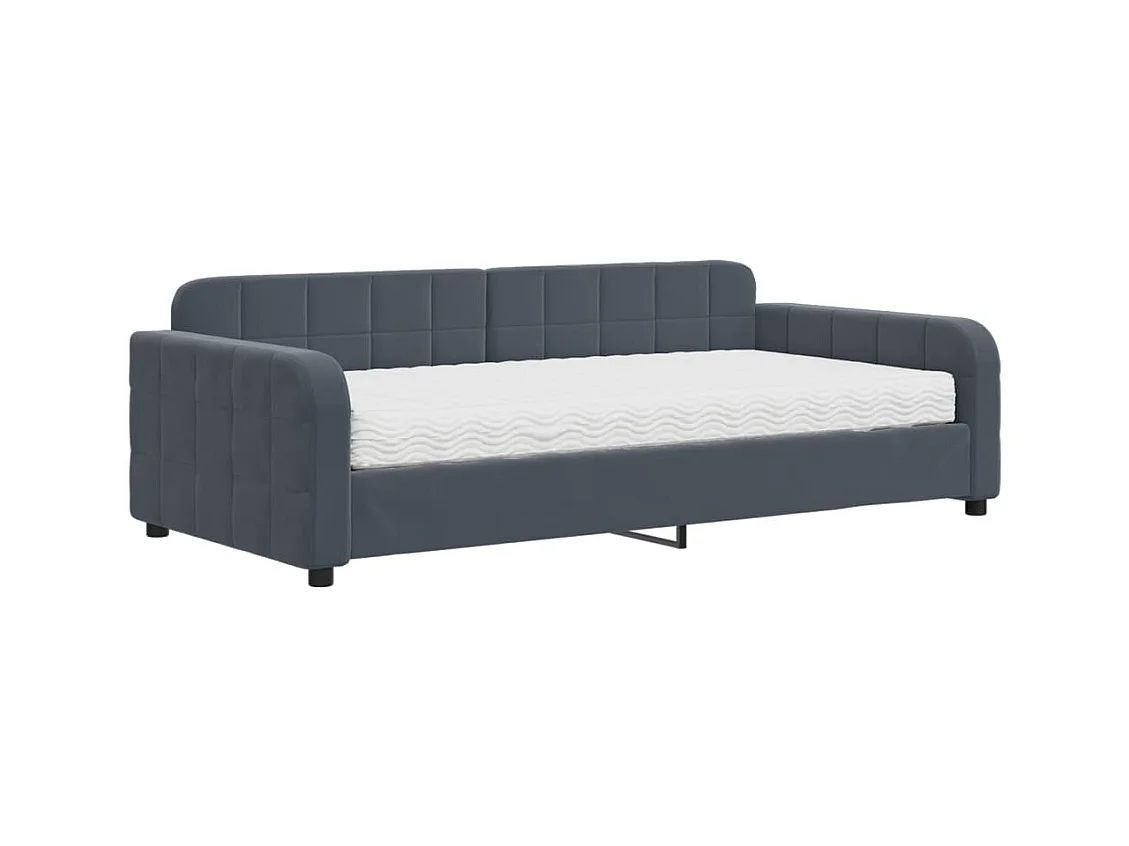 Divano letto con materasso in velluto grigio scuro 100x200 cm