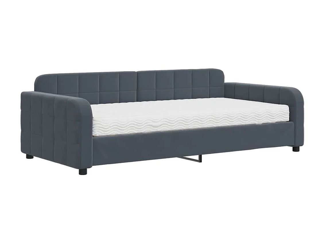 Lit de jour avec matelas gris foncé 100x200 cm velours