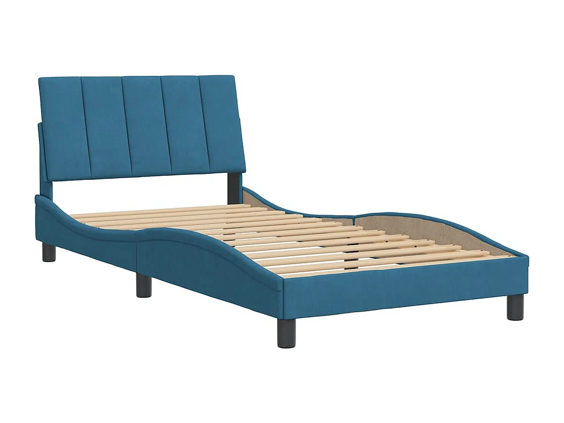 Cadre de lit sans matelas bleu 100x200 cm velours