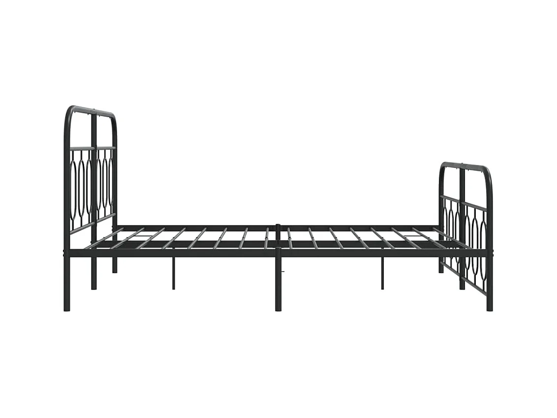 Cadre de lit métal sans matelas avec pied de lit noir 140x190cm
