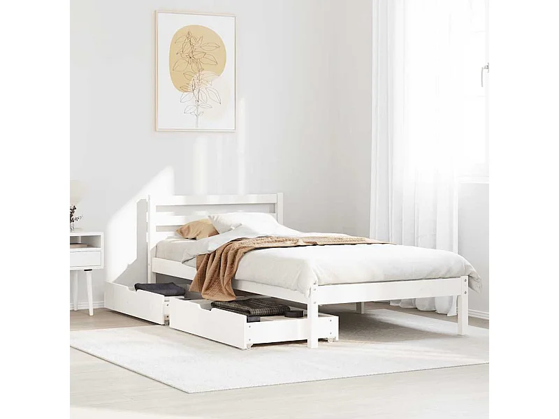 Estructura de cama sin colchón blanca 75x190 cm madera maciza de pino