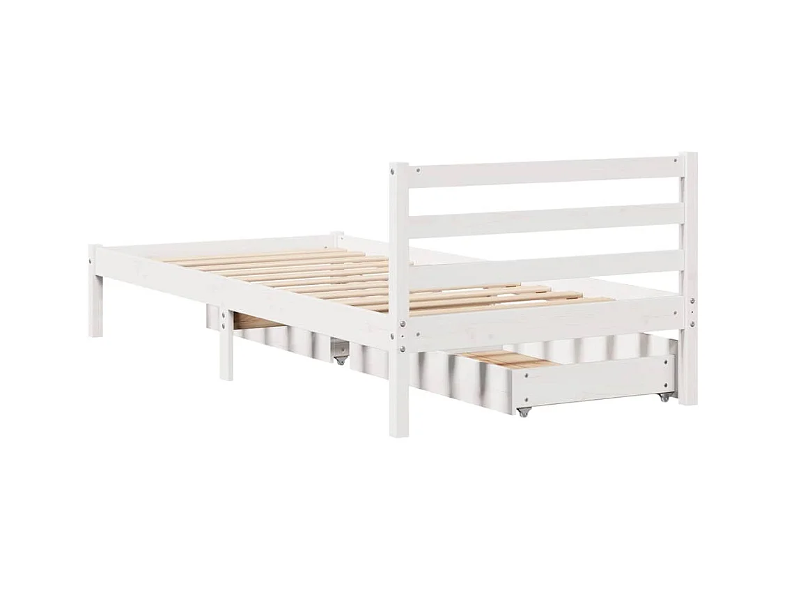 Estructura de cama sin colchón blanca 75x190 cm madera maciza de pino