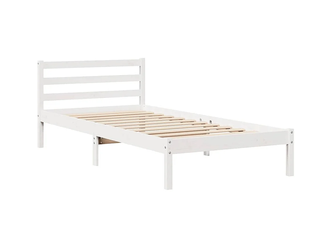 Estructura de cama sin colchón blanca 75x190 cm madera maciza de pino