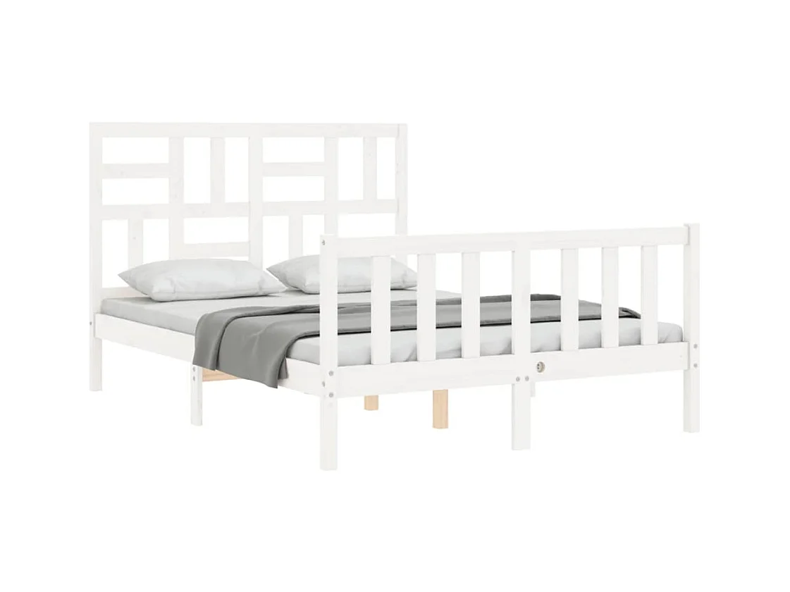 Bedframe zonder matras wit 140x200 cm massief grenenhout