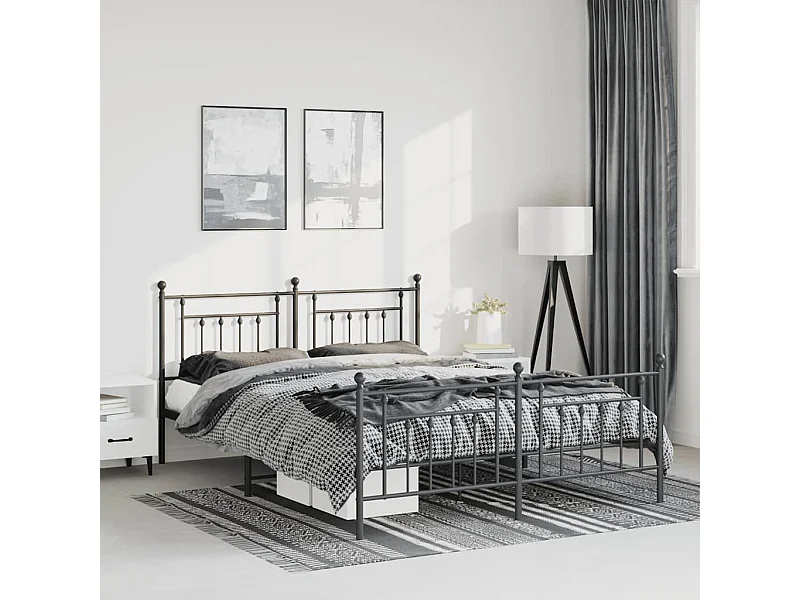 Metalen bedframe zonder matras met zwart voeteneinde 150x200cm