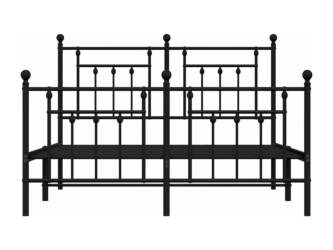 Cadre de lit métal sans matelas avec pied de lit noir 150x200cm