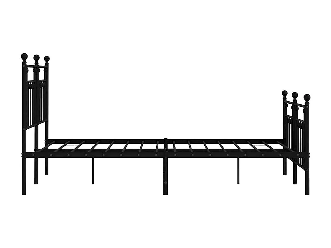 Cadre de lit métal sans matelas avec pied de lit noir 150x200cm
