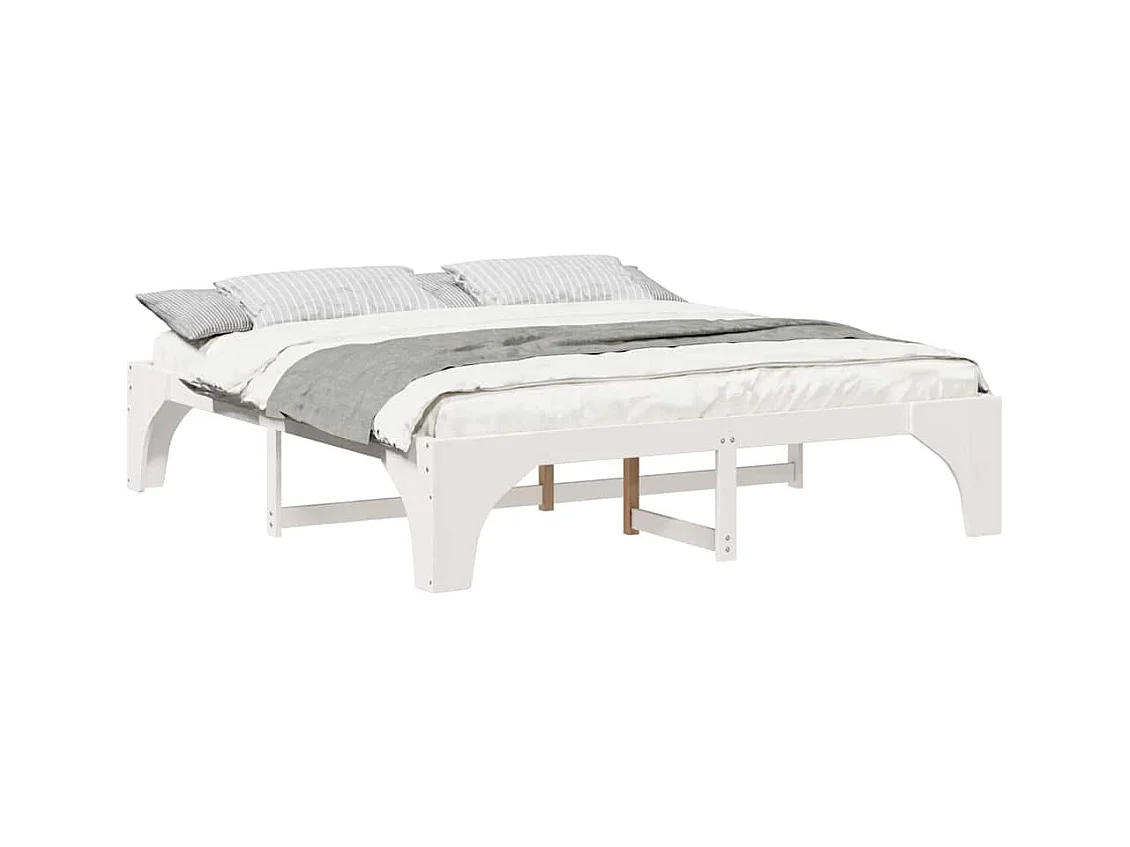 Verhoogd bedframe Wit 180 x 200 cm Massief grenenhout