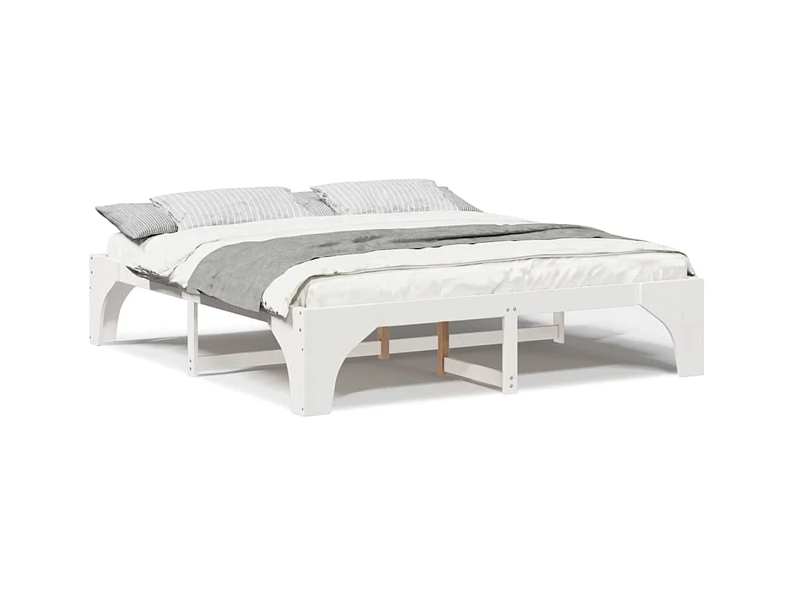 Verhoogd bedframe Wit 180 x 200 cm Massief grenenhout