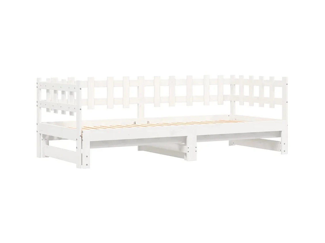 Letto scorrevole senza materasso bianco 2x(80x200) cm Legno massello