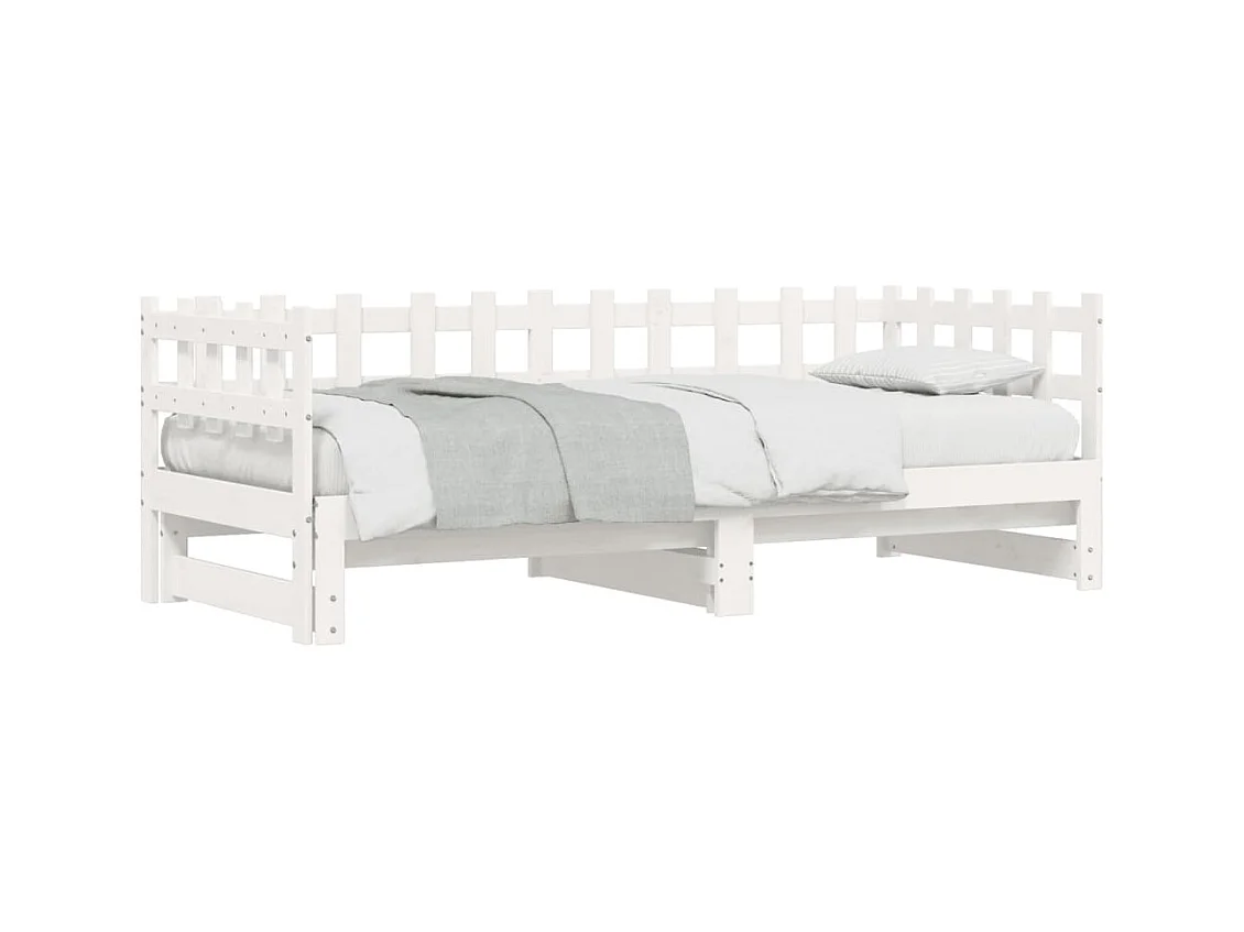 Letto scorrevole senza materasso bianco 2x(80x200) cm Legno massello