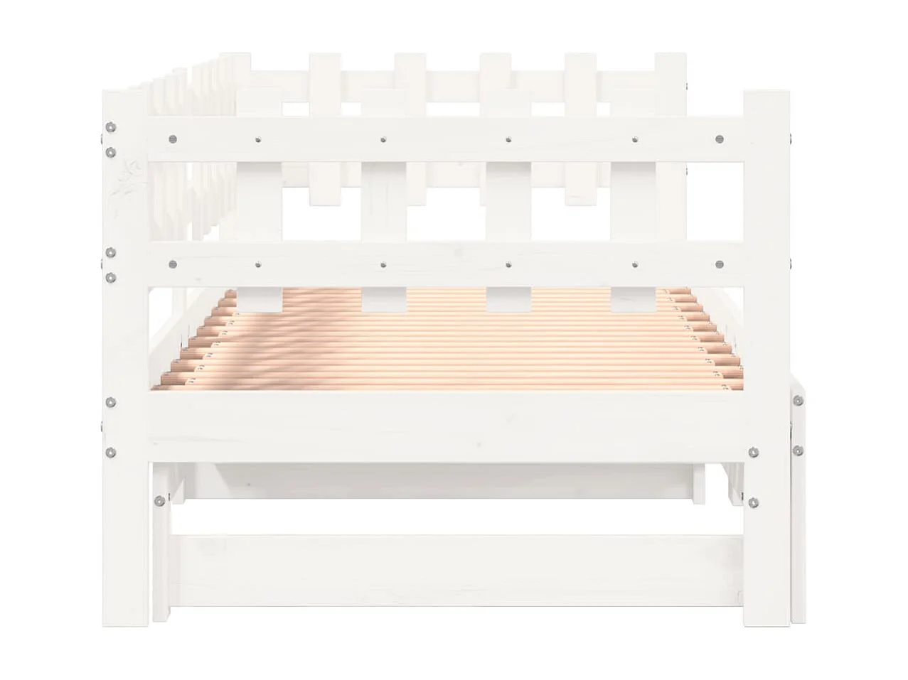 Letto scorrevole senza materasso bianco 2x(80x200) cm Legno massello