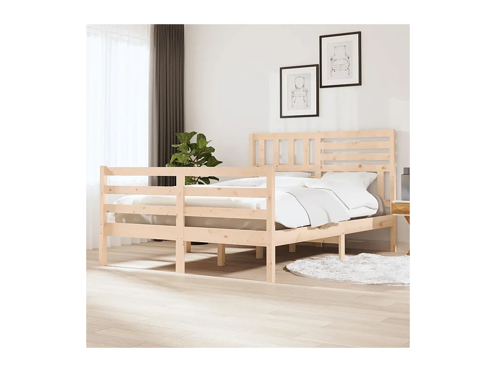 Cadre de lit sans matelas bois massif 120x200 cm