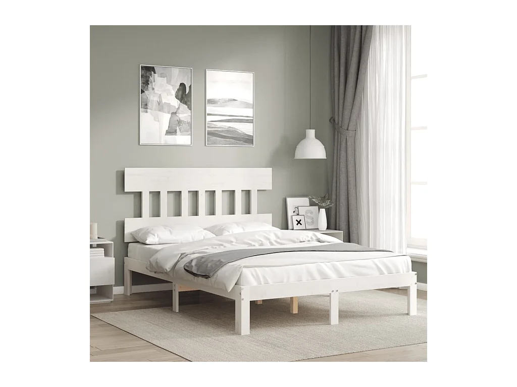 Bedframe zonder matras wit 140x190 cm massief grenenhout