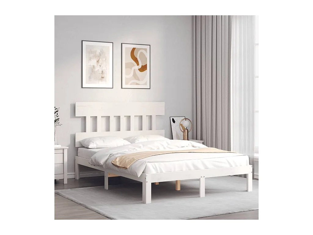 Bedframe zonder matras wit 140x190 cm massief grenenhout