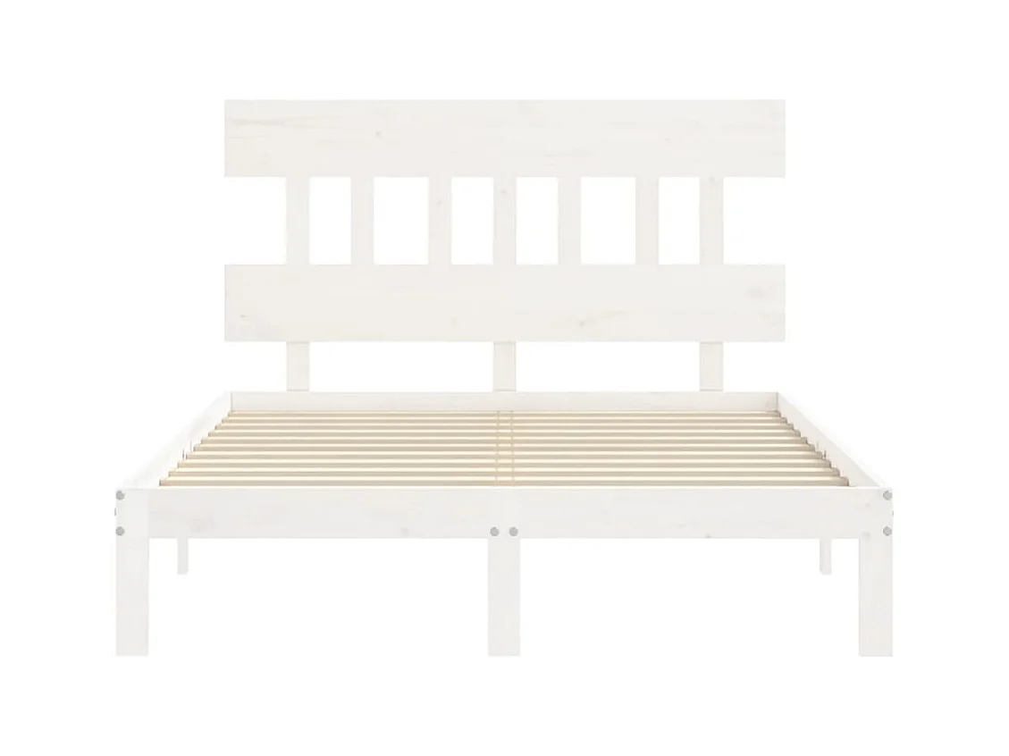 Bedframe zonder matras wit 140x190 cm massief grenenhout