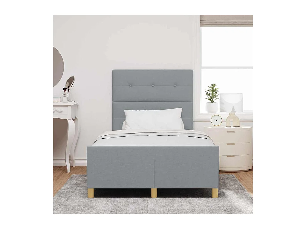 Struttura letto con testiera Tessuto grigio chiaro 120 x 200 cm